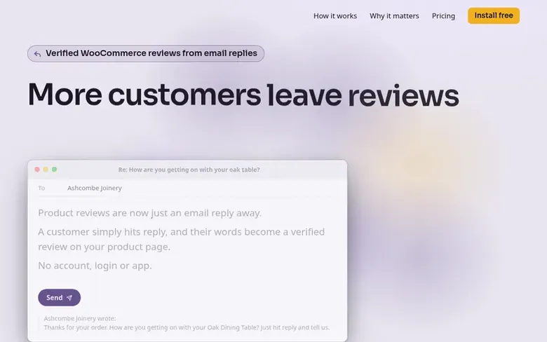 Screenshot of the VerifiedReply homepage