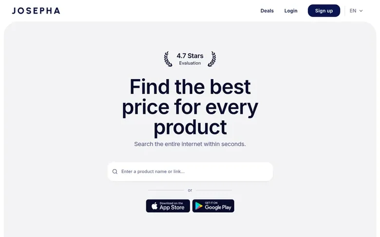 Screenshot of the JOSEPHA homepage