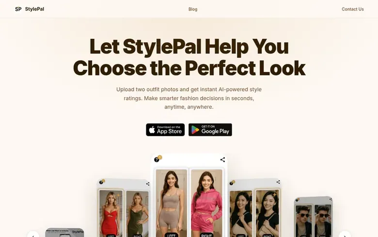 Screenshot of the StylePal homepage