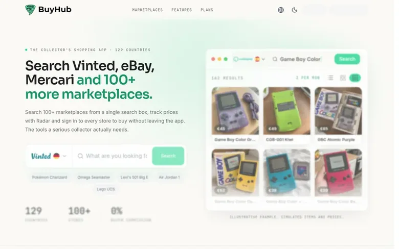 Screenshot of the BuyHub homepage