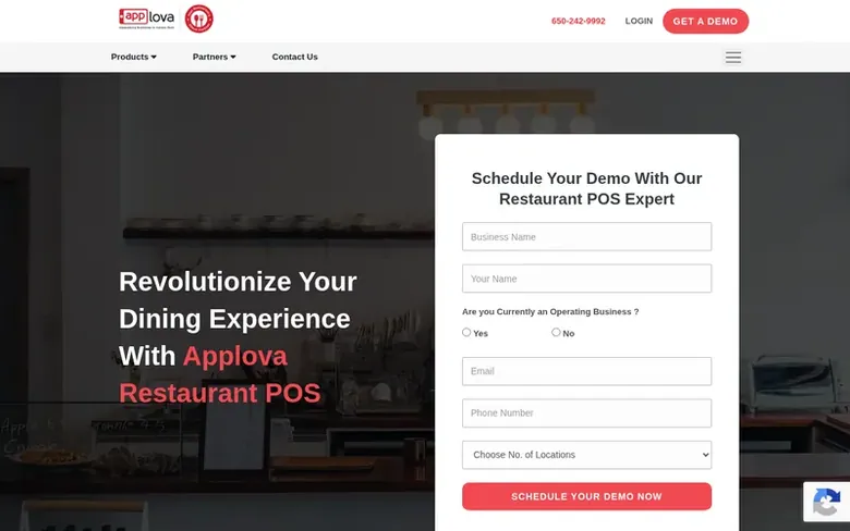 Screenshot of the Applova homepage