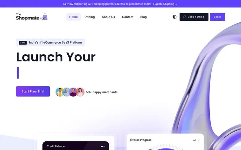 Screenshot of the ShopMate homepage