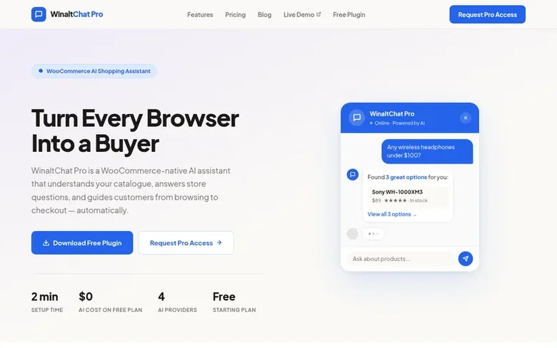Screenshot of the WinaltChat Pro homepage