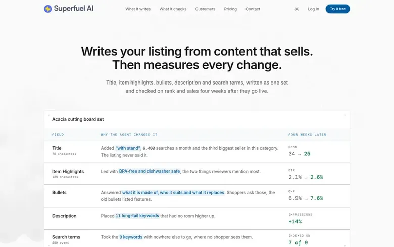 Screenshot of the Superfuel homepage