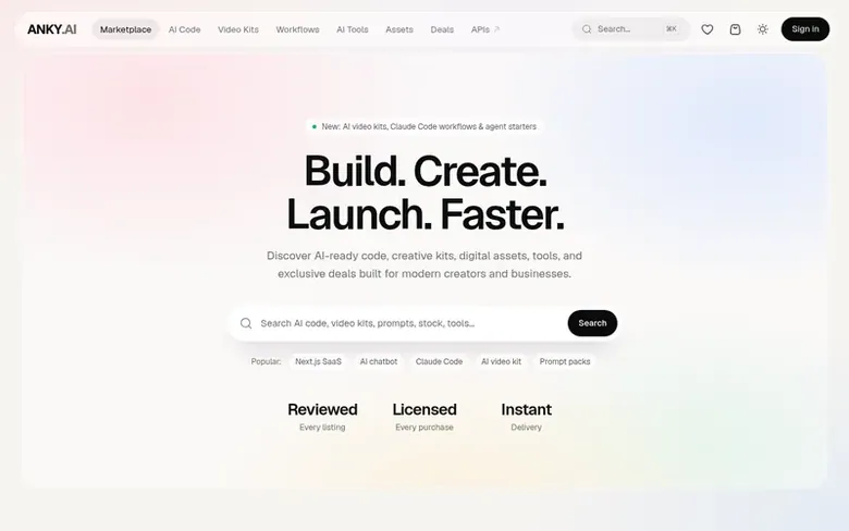 Screenshot of the ANKY.AI homepage