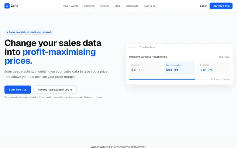 Screenshot of the Zorin homepage