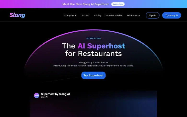 Screenshot of the Slang AI homepage