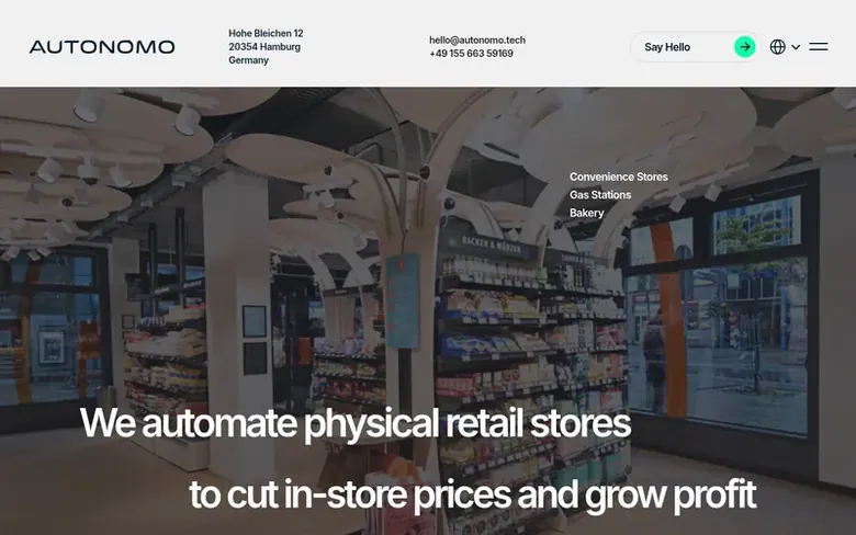 Screenshot of the Autonomo homepage