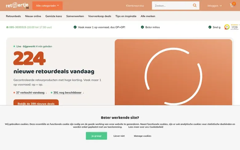 Screenshot of the Retoertje.nl homepage