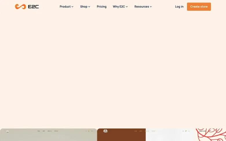Screenshot of the E2C Store homepage