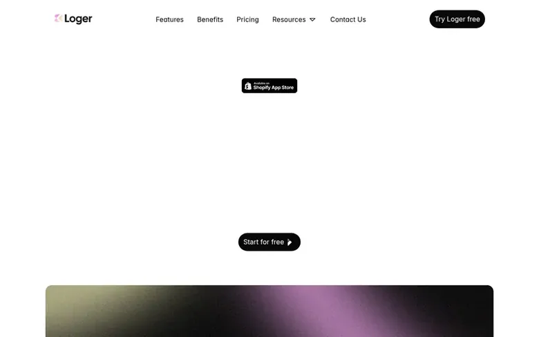 Screenshot of the Loger homepage