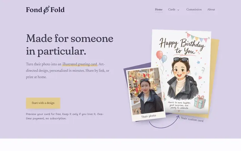 Screenshot of the Fond & Fold homepage