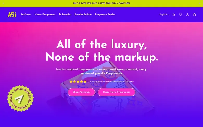 Screenshot of the Así homepage
