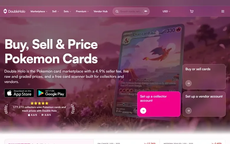 Screenshot of the Double Holo homepage