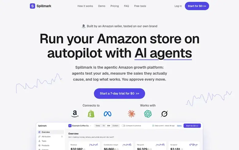 Screenshot of the Spillmark homepage