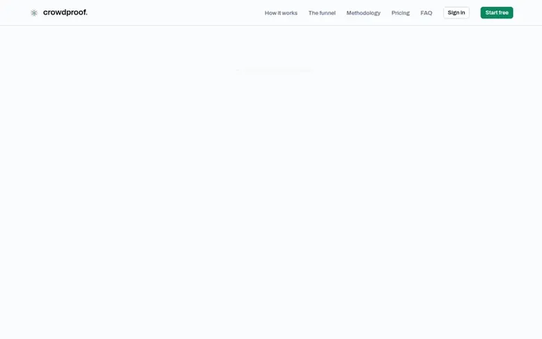 Screenshot of the Crowdproof homepage