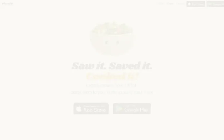 Screenshot of the Plateful homepage