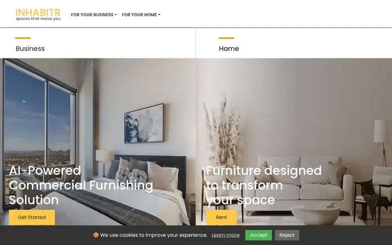 Screenshot of the Inhabitr homepage