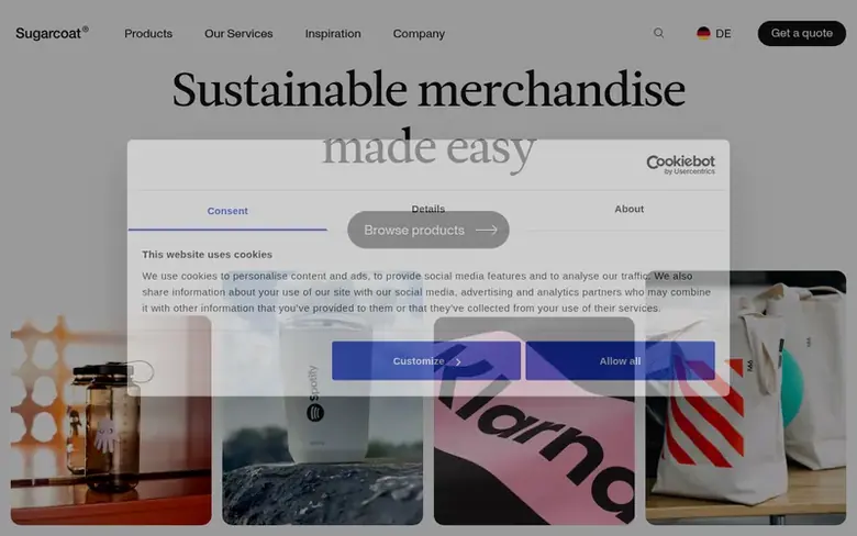 Screenshot of the Sugarcoat homepage