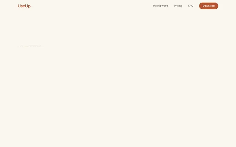 Screenshot of the UseUp homepage