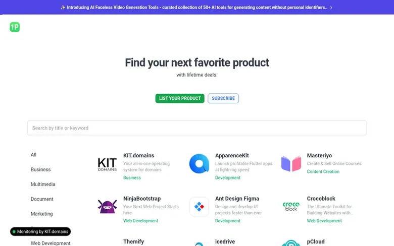 Screenshot of the 1payment.tools homepage