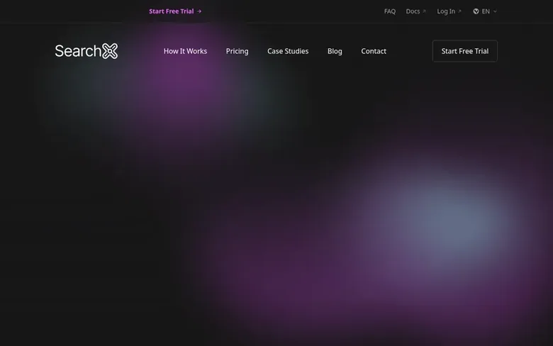 Screenshot of the SearchX homepage