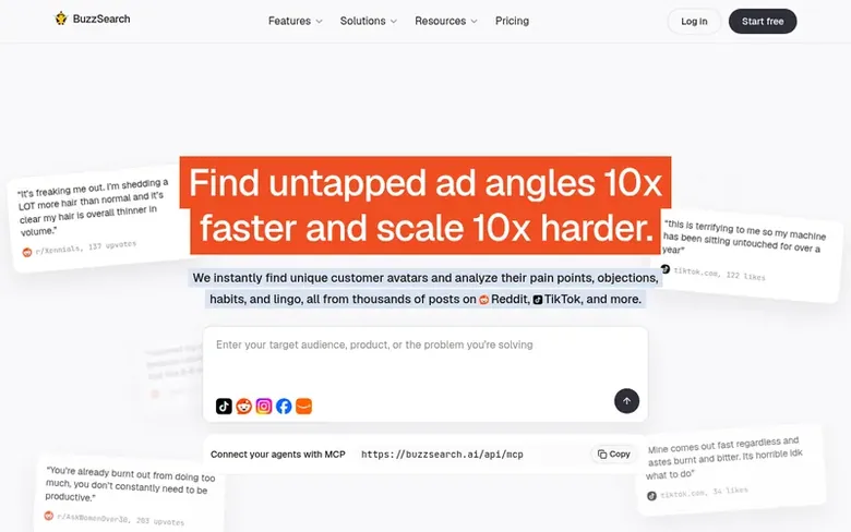 Screenshot of the BuzzSearch homepage