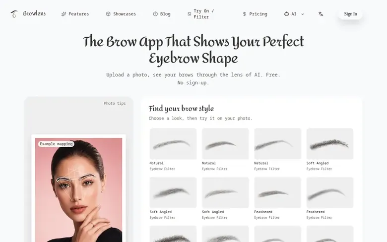 Screenshot of the Browlens homepage
