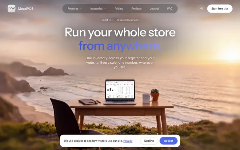 Screenshot of the MazalPOS homepage